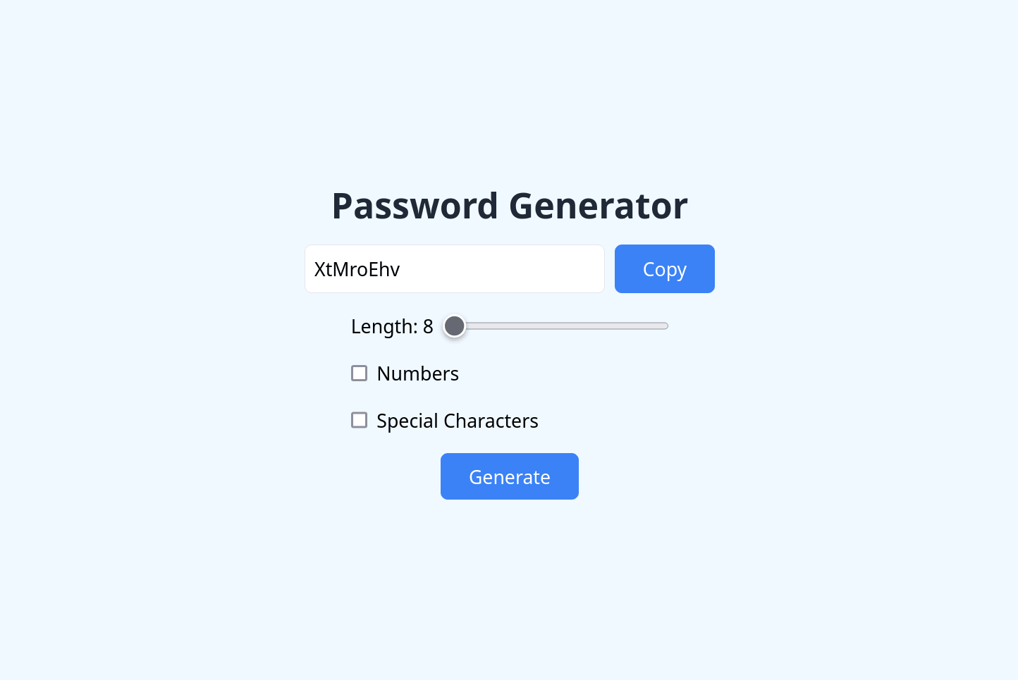 React Password generator